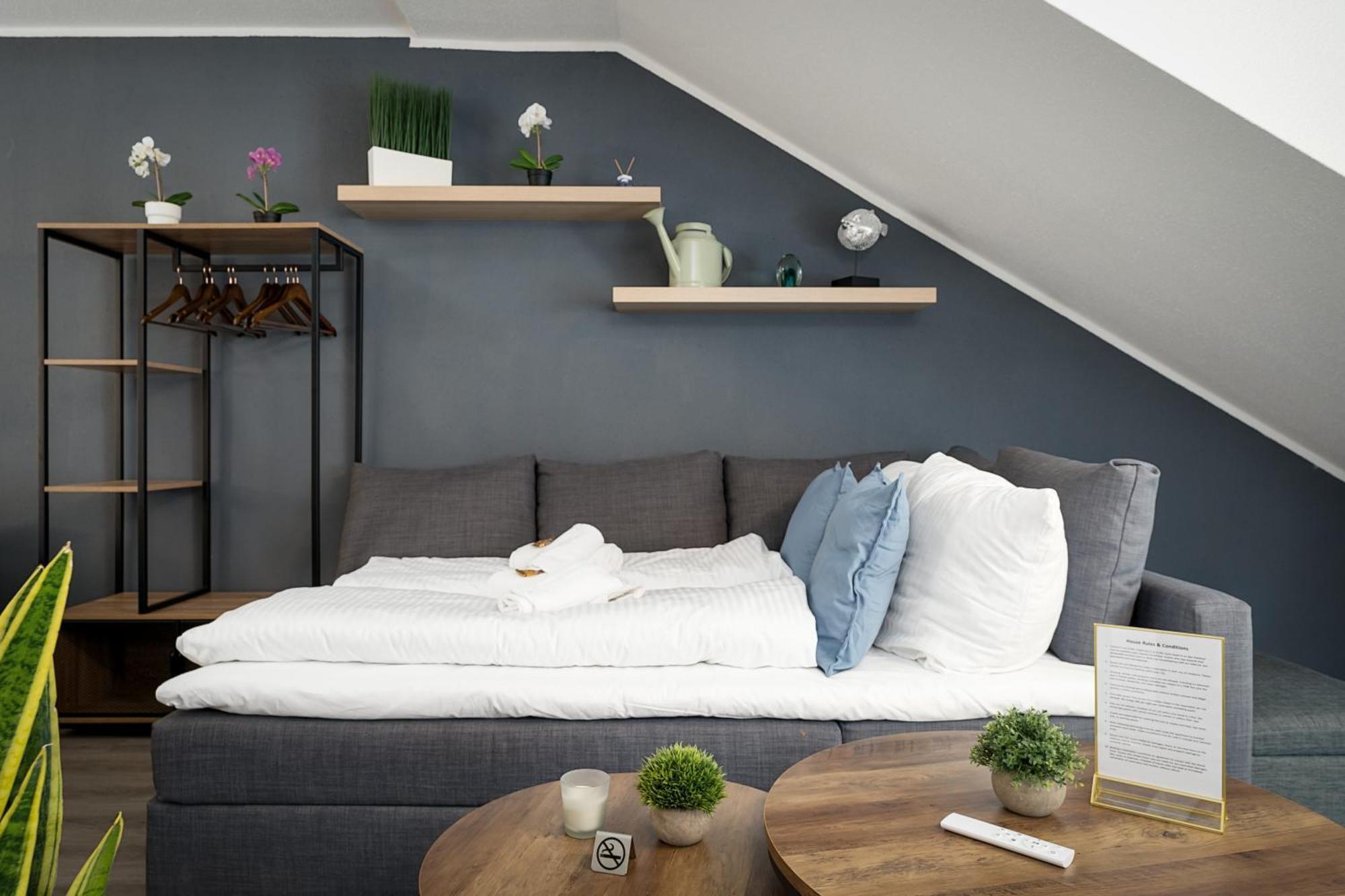 Federnest - Luxus-Studio - Kingsize Boxspringbett - Home-Office Mit Monitor Und Drucker - 11 Min Hbf Duisburg Exteriör bild